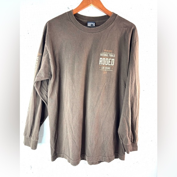 Wrangler Cowboy L Men’s Brown National Finals Rodeo Long Sleeve Shirt - Picture 8 of 8